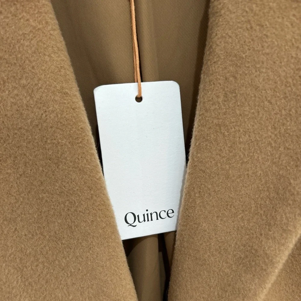 Quince Classic Wool Cashmere Single-Breasted Caramel Coat Women’s Size L NWT - Picture 3 of 13